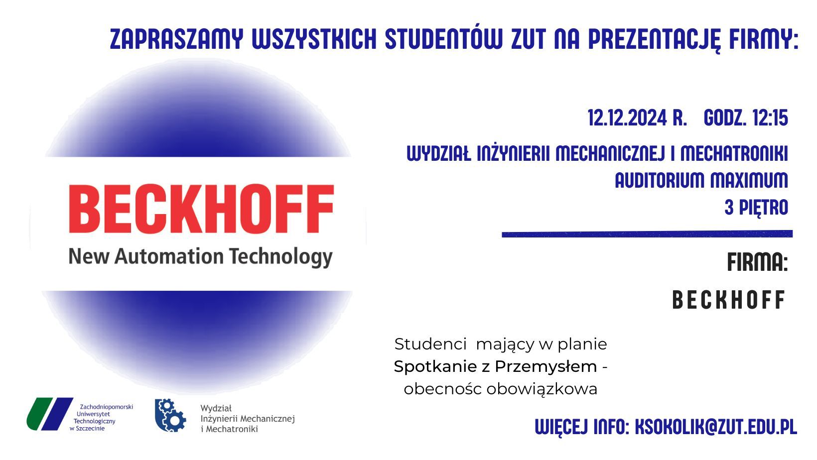 spotkanie z przemysłem, firma beckhoff, 12 grudnia 2024